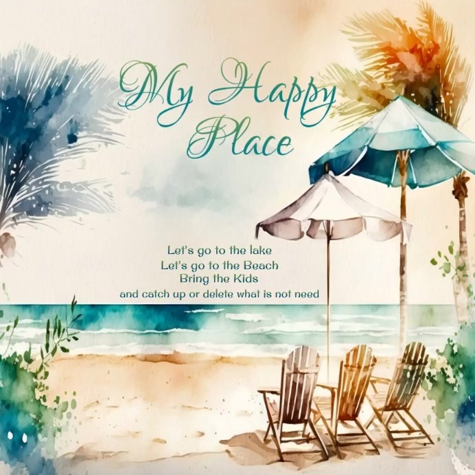 Beach My Happy Place Post Instagram template