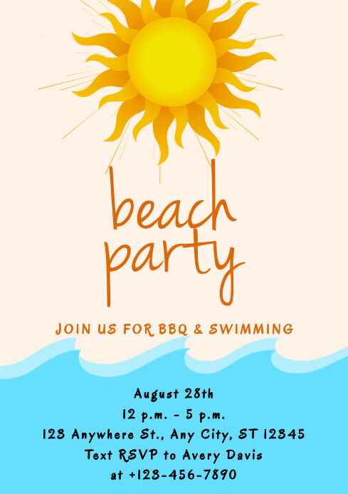Beach Party A4 Template PosterMyWall