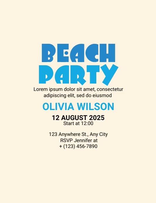 Beach Party Ads Flyer (US Letter) template