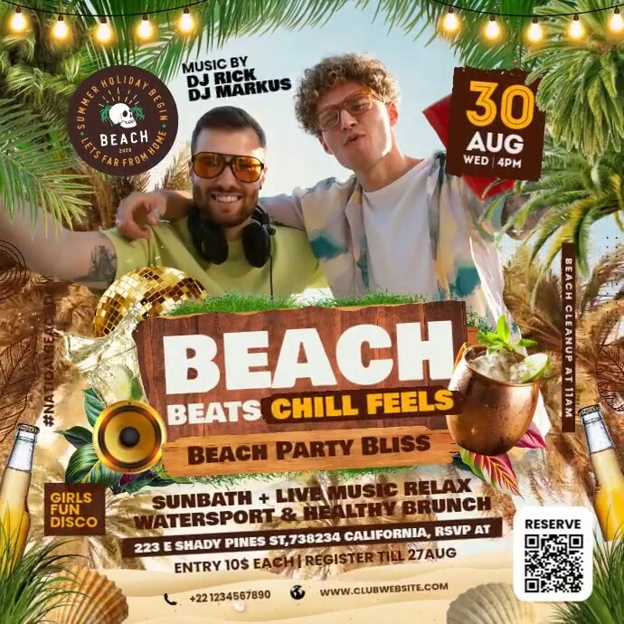 Beach Party Bliss Post Display Template | PosterMyWall