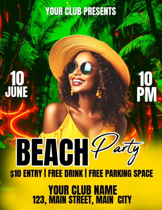 beach party Pamflet (VSA Brief) template