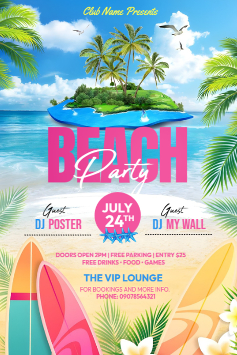 Beach party Gráfico de Pinterest template