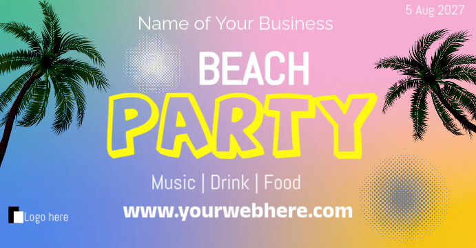 Beach Party Facebook Event Cover Okładka wydarzenia na Facebooku template
