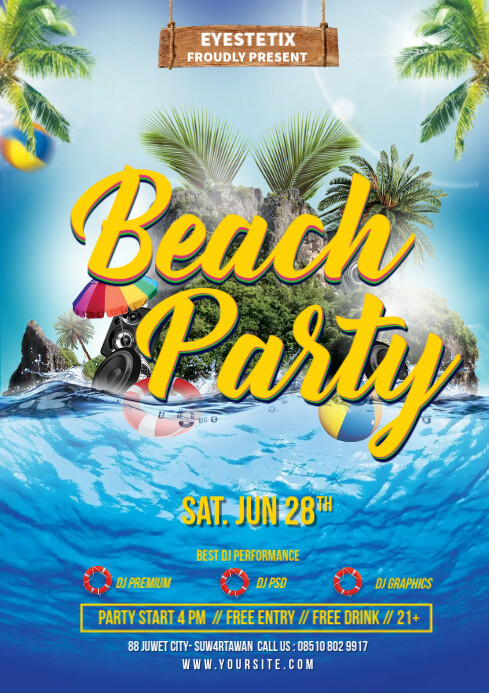 Beach Party Poster Template PosterMyWall beach-party-poster-template-postermywall