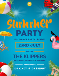 Beach party poster template Flyer (US-Letter)