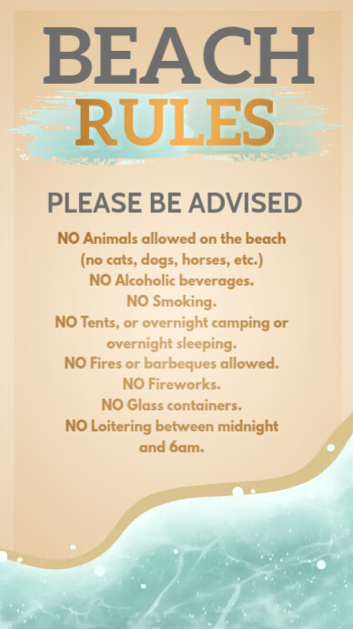 Beach Rules Template PosterMyWall