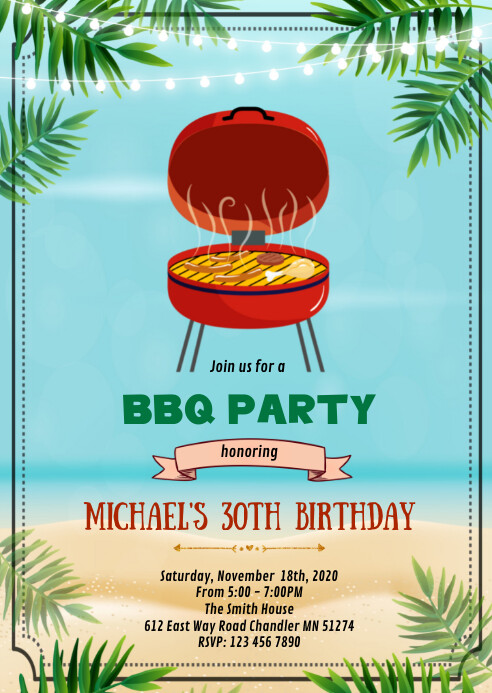 Modele Invitation De Fete D Anniversaire De Barbecue D Ete De Plage Postermywall Modele Invitation De Fete D Anniversaire De Barbecue D Ete De Plage Postermywall