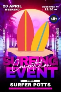 Beach Surfing Event Poster template