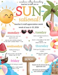 Beach Teacher & Staff Appreciation Week Flyer template