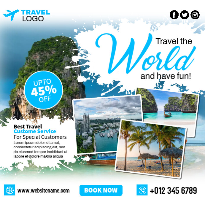 Beach Travel Ads Template | PosterMyWall