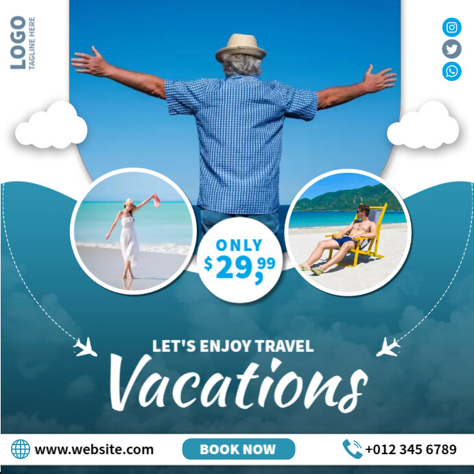 Beach Travel Ads Template | PosterMyWall