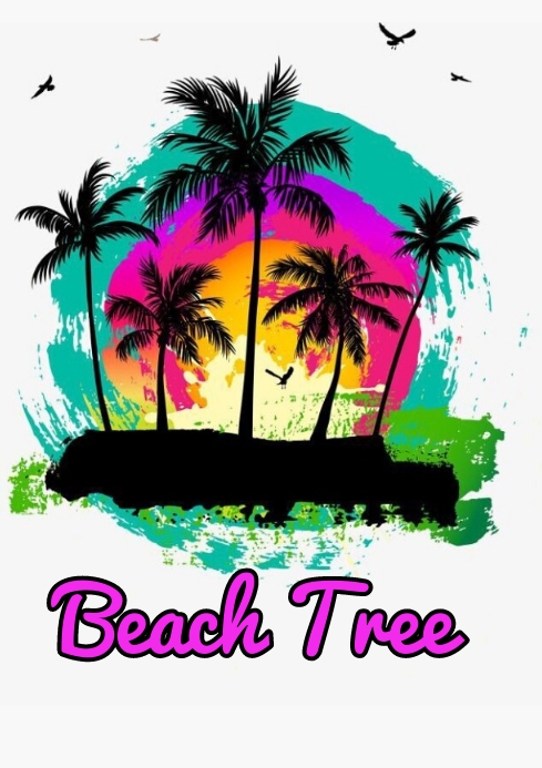 BEACH TREE LOGO,TSHIRT DESIGN A4 template