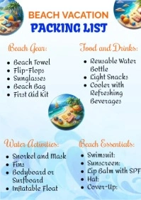 Beach vacation list template A5