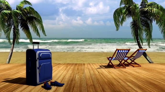 Beach Vacations Zoom Virtual Background Video Presentatie (16:9) template
