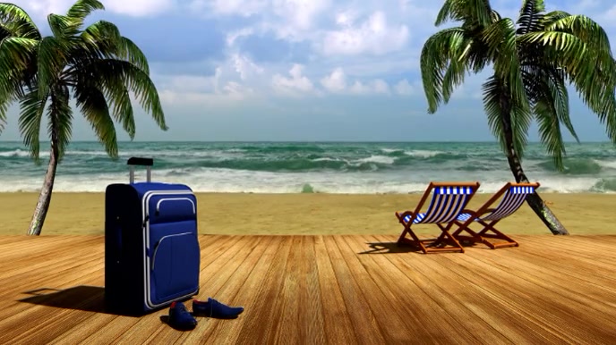 Beach Vacations Zoom Virtual Background Video Prezentacja (16:9) template