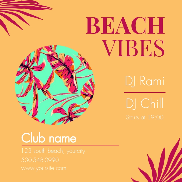 Beach Vibes Minimal Event Post Insta Cyan template
