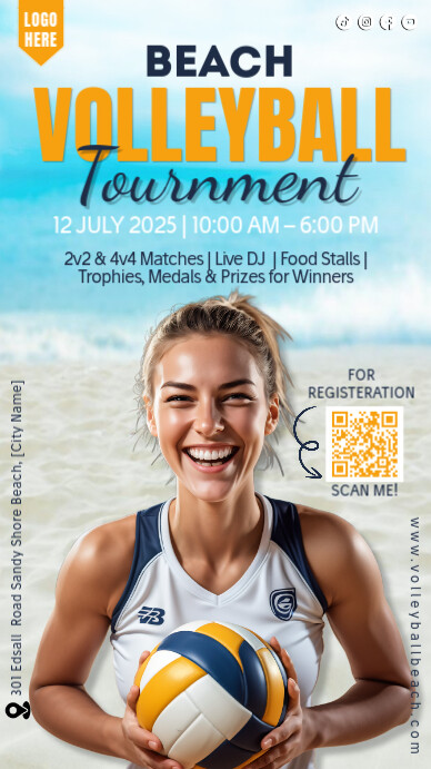beach volleyball, volleyball,event Instagram Story template