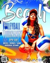 Beach Volleyball Tournament Flyer Cartaz/placa template