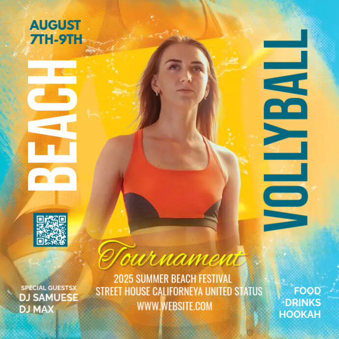 Beach Vollyball Tournament Publicação no Instagram template