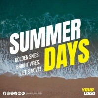 Beach Waves Summer Days Instagram Post Template for Bright Seasonal Vibes Instagram-opslag