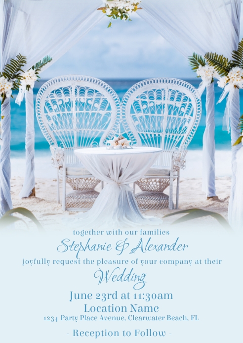 Beach Wedding Invitation Template | PosterMyWall