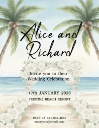 beach wedding Invitation Flyer (US Letter) template
