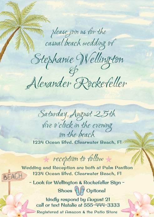 Beach Wedding Invitation Templates