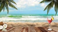 Beach Zoom Virtual Background Video Digital na Display (16:9) template