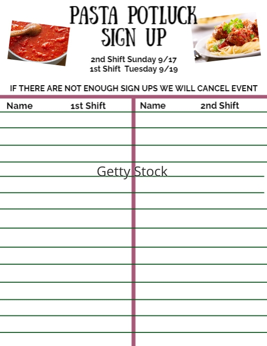 Breakfast Sign Up sheet PosterMyWall