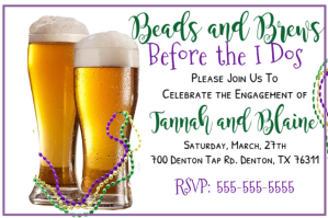 Beads and Brews Engagement Party Invitation Label template