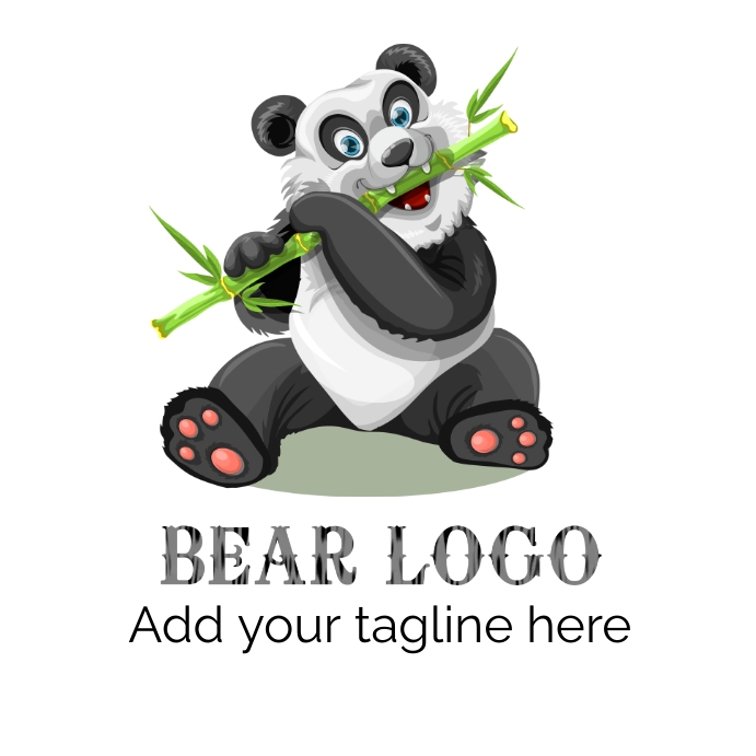 Bear logo, Bear eating grass logo design Instagram Post template