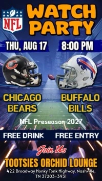 NFL 2025: Bears Vs Bills Watch Party Instagram Story Template Instagram-Story