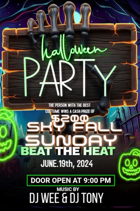 Beastly Bash Halloween Party Poster template