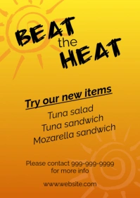 Beat the heat restaurant ad A4 template