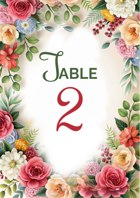 Beauteful floral table number template | PosterMyWall