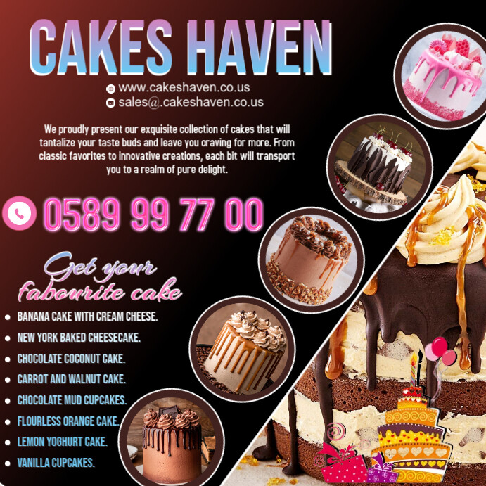 Copy of BEAUTIFUL ELEGANT CAKES BAKERS & PASTRIES AD | PosterMyWall