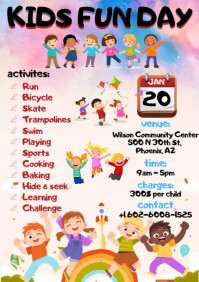 KIDS FUN DAY CHILDREN EVENTS FAMILY FUN FLYER Template | PosterMyWall