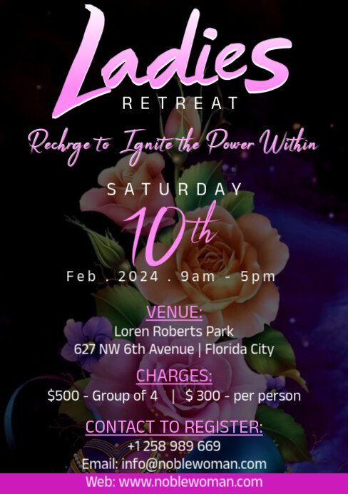 Beautiful Ladies Retreat Women Event flyer A5 template