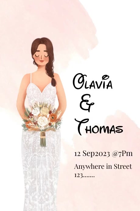 Beautiful pink and white wedding invitation Template | PosterMyWall