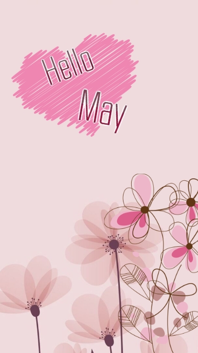 Beautiful pink heart Hello May Template | PosterMyWall
