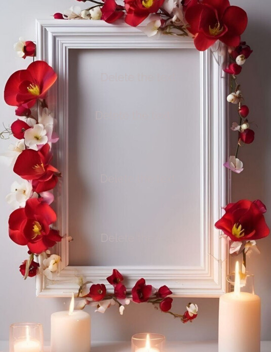 Beautiful rose flower frame Volantino (US Letter) template