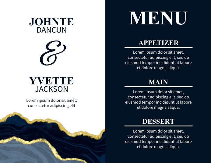 Copy of Beautiful wedding menu design template | PosterMyWall