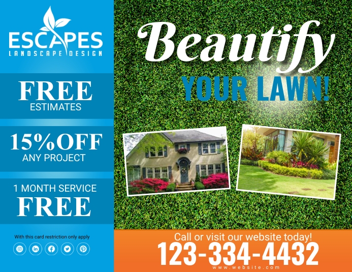 Beautify Lawn Flyer Folheto (US Letter) template