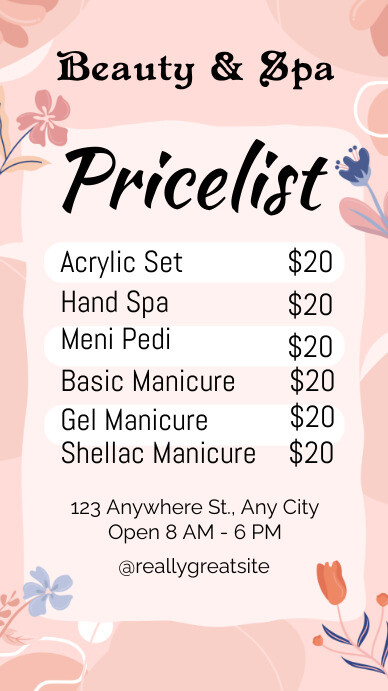 Beauty & Spa Pricelist Template | PosterMyWall Beauty & Spa Pricelist Template | PosterMyWall