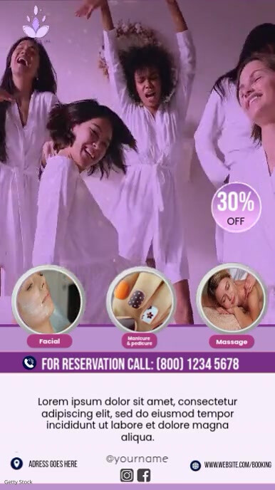 Spa Discount Flyer Template – Elegant Design for Beauty Offers & Promotions Ekran reklamowy (9:16)