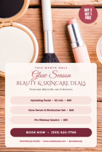 White Beauty and Skincare Deals Poster Template
