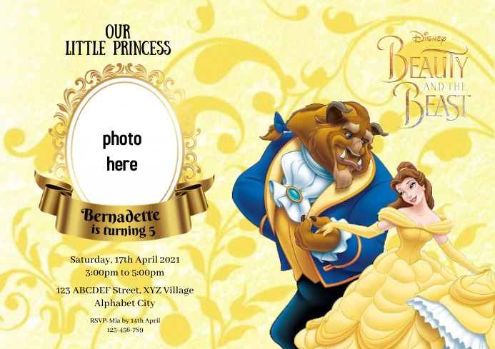 Beauty and the Beast Birthday Invitation Template | PosterMyWall