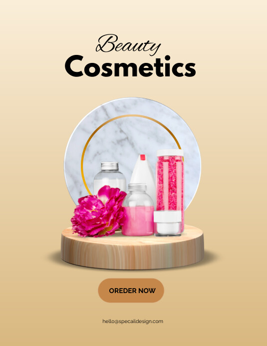 Beauty cosmetics flyer Ulotka (US Letter) template