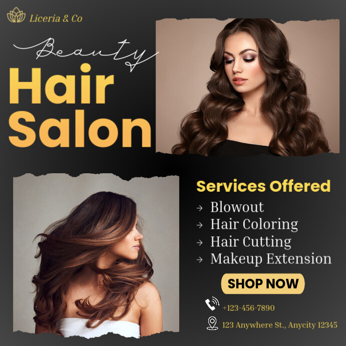 Beauty Hair Salon Post Instagram template