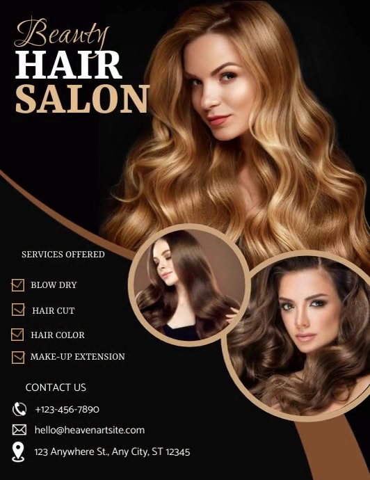 beauty hair salon flyer portrait Pamflet (VSA Brief) template